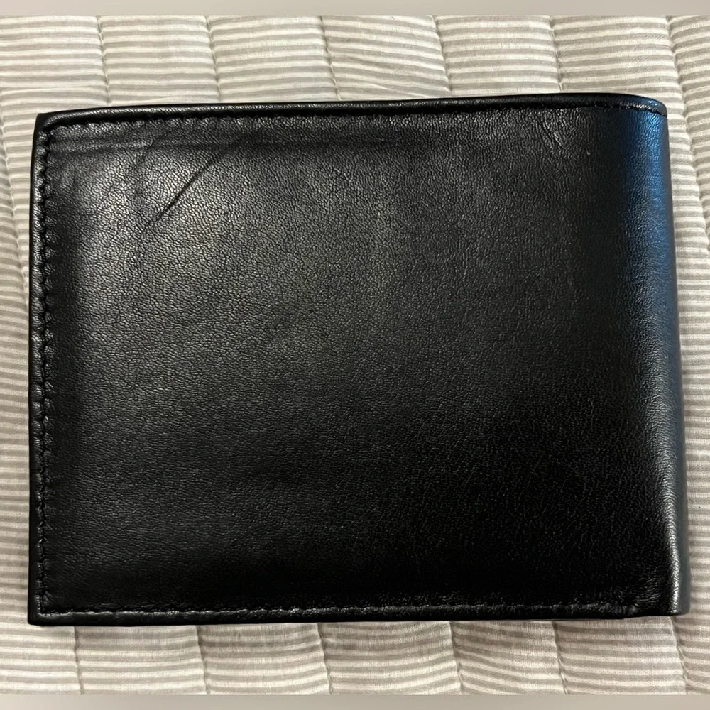 Alpine Swiss Mens Black Genuine Leather Bifold Wallet NWT Deadstock